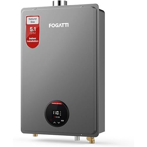 FOGATTI Natural Gas Tankless Water Heater Indoor - Max 5.1 GPM 120,000 BTU, CSA Certified Compact Design On Demand Instant Hot Water Heater - Instagas Comfort 120S Series
