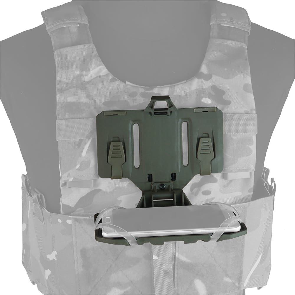 SINAIRSOFT Tactical Vest Phone Holder MOLLE Plate Carrier Phone Mount Folded Navigation Board (Ranger Green)