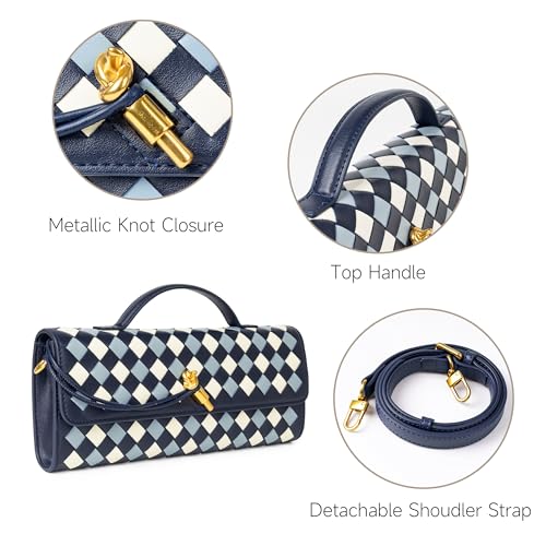 Image of Joryin Woven Purse for Women Evening Clutch Woven Leather Handbags Crossbody Bag Purse Formal Evening Bag, Vegan Leather