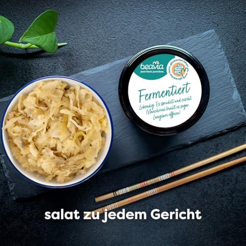 Beavia Fermentiertes Sauerkraut mit Fenchel & Dill (6x350g) Ungekühltes Weißkohl Gemüse im Glas, Vegane & Gesunde Lebensmittel Natürlich ohne Zucker
