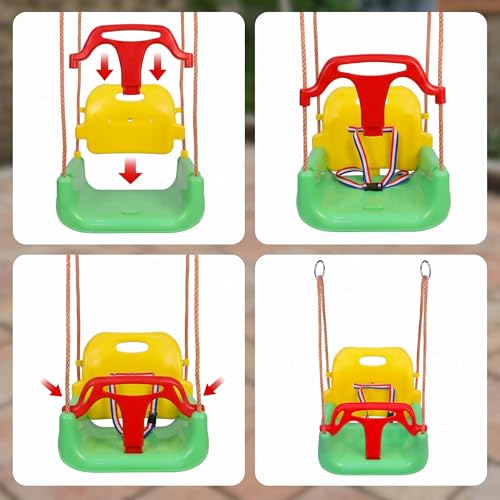 2in1 Kinderschaukel – Sicherheitsschaukel mit Rückenlehne, Gartenschaukel für Zuhause, belastbar bis 45 kg (A)