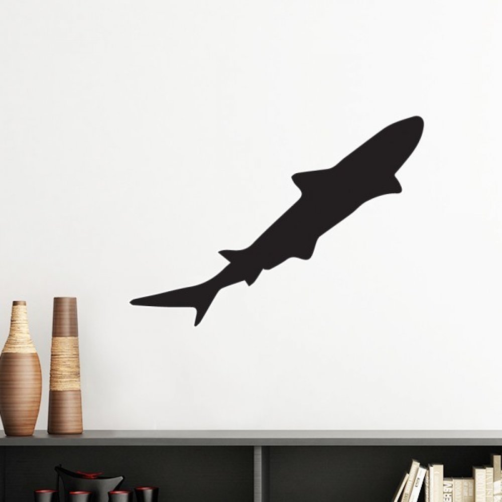 Sticker mural requin féroce vert silhouette artistique amovible 50cm
