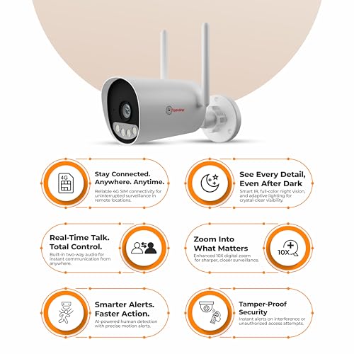 Image of Trueview 3mp All Time Color 4G Sim Based Bullet CCTV Security Camera for Home, Shop, Office, Farm, and Construction Site | IP66 Waterproof Rating | 11 IR (T18292SF-3MP 4G Bullet STQC)