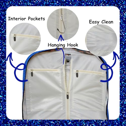 NGIL Glitter Cheer Dance and Competition Travel Companion Hanging Garment Bag for Girls (Glitter-Royal)4