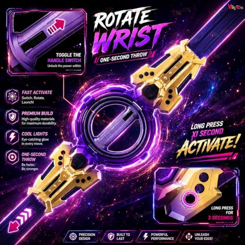 Image of VikriDa Retractable Sword, Double-Edged Spinning Sword with FX Sound & Multi-Color LED, Double-Headed Telescopic Expandable Light Swords Toy, Charge with Any C-Type Cable (Cable Not Included)