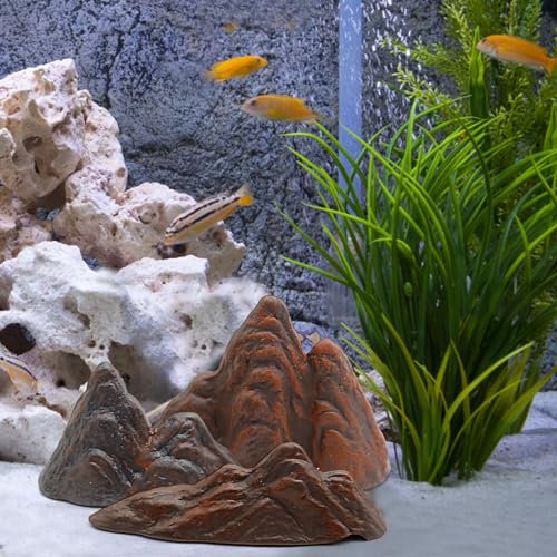 Image of Saihisday 3PCS Aquarium Mountain View Decor, Miniature Mountain Models, Ceramic Rockery Ornaments for Aquarium Fish Tank Landscape Kit