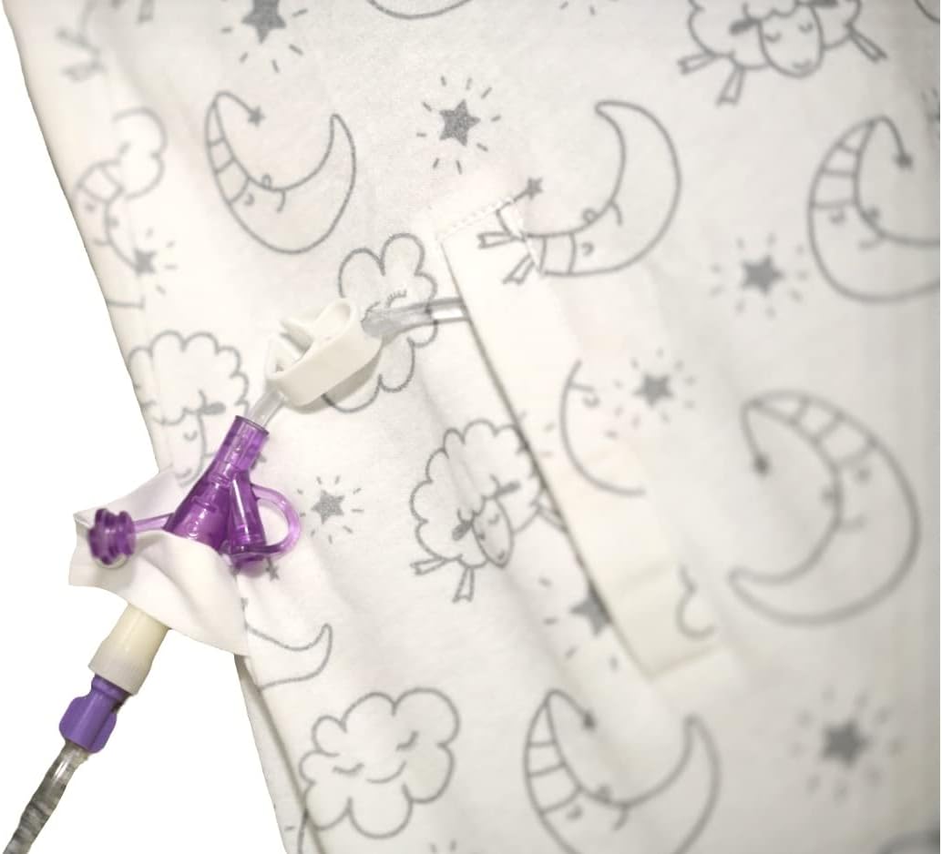 OmiiBomii Sleep Sack with G-Tube Access - Blanket Sleeper - Wearable Blanket - Swaddle - Easy Access Opening Site for Feeding Tube (Preemie) : Baby