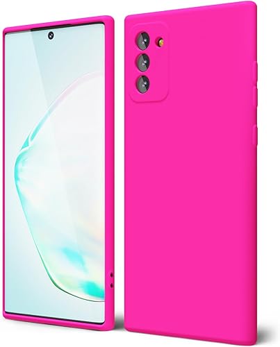 oakxco Funda de silicona líquida para Samsung Galaxy Note 10, color sólido brillante fluorescente, bonita funda protectora delgada y suave de goma