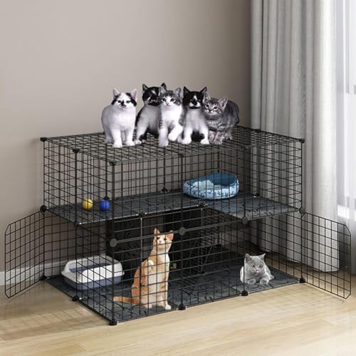 Abnehmbarer Katzenkäfig – Tragbares Haustiergehege für Indoor-Katzen und Kleintiere – Faltbares Design mit einfacher Montage und inklusive Katzentoilette