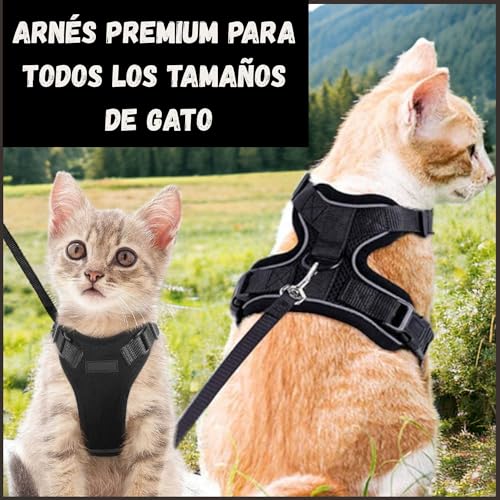 Miniatura 8 de Blockbat Arnes Para Gatos, Con Correa De 150cm, Antiescape, Cómodo Y Reflectante, Fabricado En Malla Transpirable Suave, Arnes Gato, Gatos Accesorios, Arnes Gato Pequeño. S, Negro