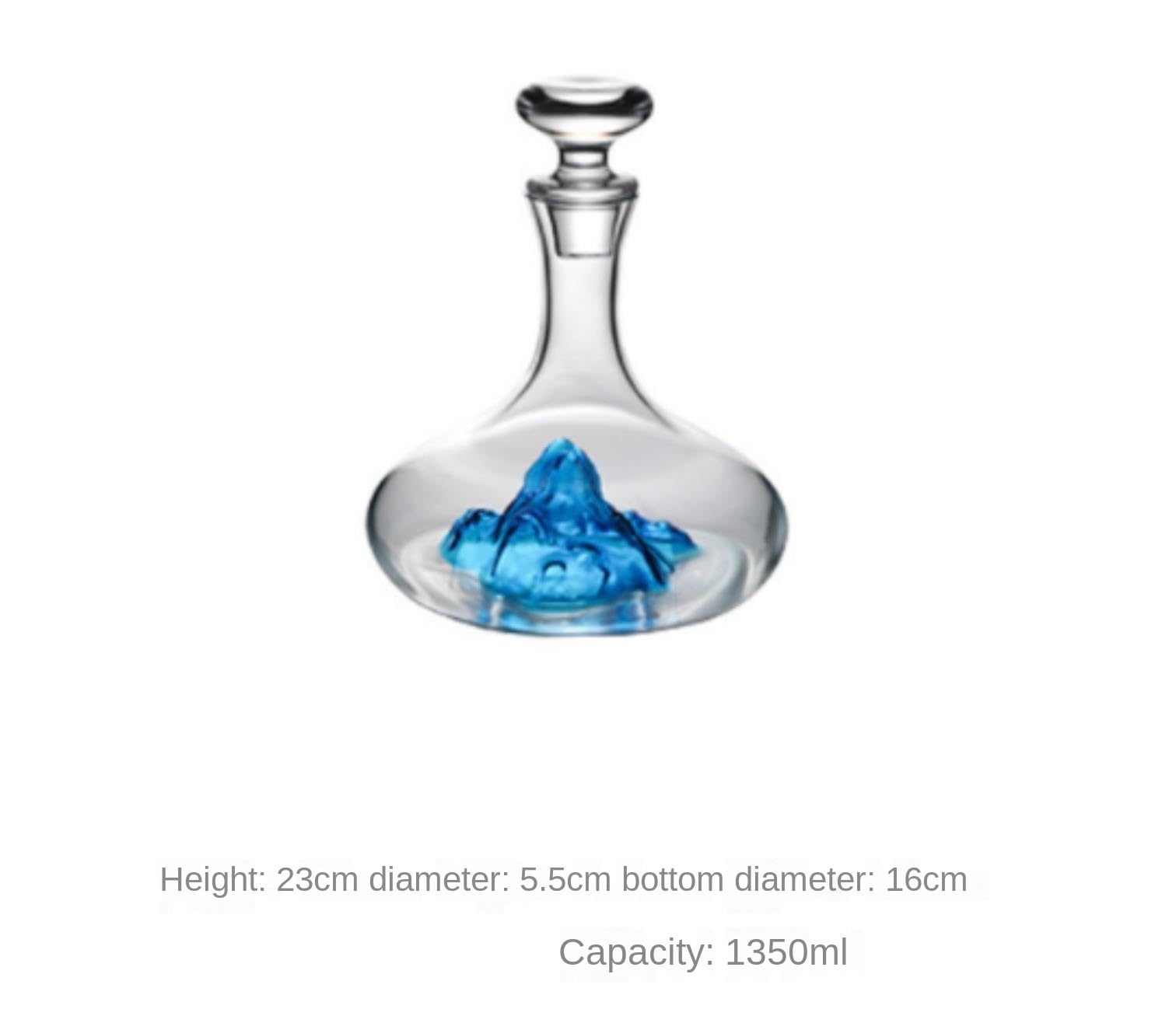 Decantador Hogar Cocina Decantador De Vino Cristal con Aireador Iceberg Azul Y Tapón. Accesorios For Accesorios De Vino(1350ml)