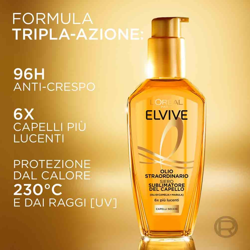 L'Oréal Elvive Trattamento, Per Capelli Normali o Secchi, Protegge da Aggressioni e Nutre la Fibra, Per Capelli Morbidi e Leggeri, Con Oli Preziosi di Marula e Camelia, Olio Straordinario, 100 ml