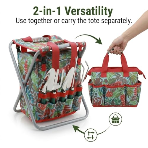 Set de Jardinería 7 Piezas con Bolsa y Banco Plegable miniatura 5