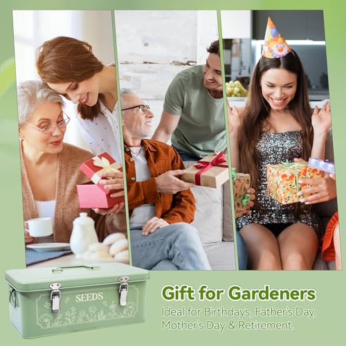 Pimoys Metal Seed Storage Box With Lid, 4 Compartments, Garden Organizer - Image 5