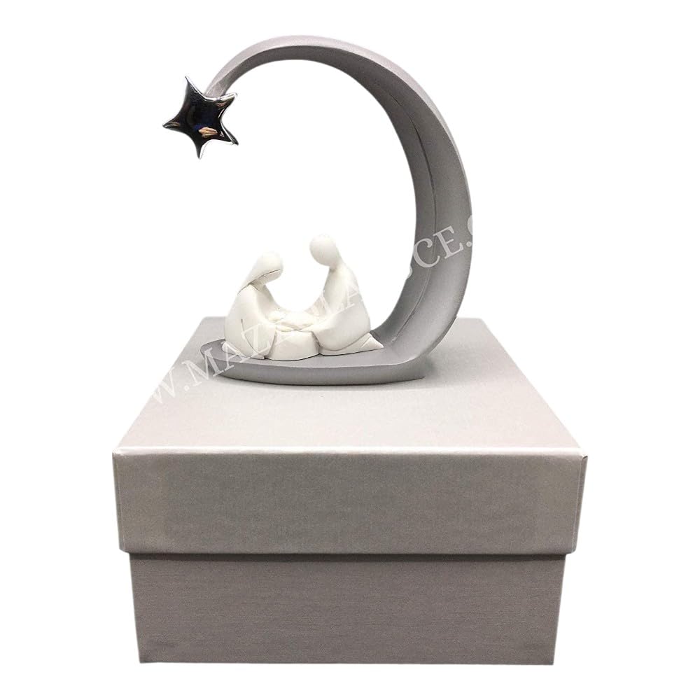 MAZZOLA LUCE Presepe Grigio Moderno 10x13 cm Natalizio Statuetta Natività Idea Regalo Natale