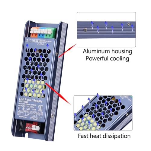 Image of GOMING CE Ultra Thin 12V 100W Power Supply LED Driver | AC 100-130V to DC 12V 8.3A Lighting Transformer Constant Voltage for LED Strip Light