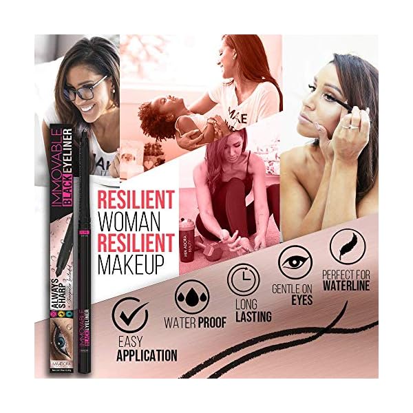 Mia Adora Best Cruelty Free Waterproof Eyeliner Pencil with Sharpener - All Day Smudgeproof Wear - Easy to Use & Perfect Eye Liner for Your Cat Eyes & Waterline - Immovable Makeup (Black)