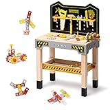 ROBUD Wooden Workbench for Kids Tool Bench Table Preschool Toy Workshop Pretend Play Work Bench for Toddlers