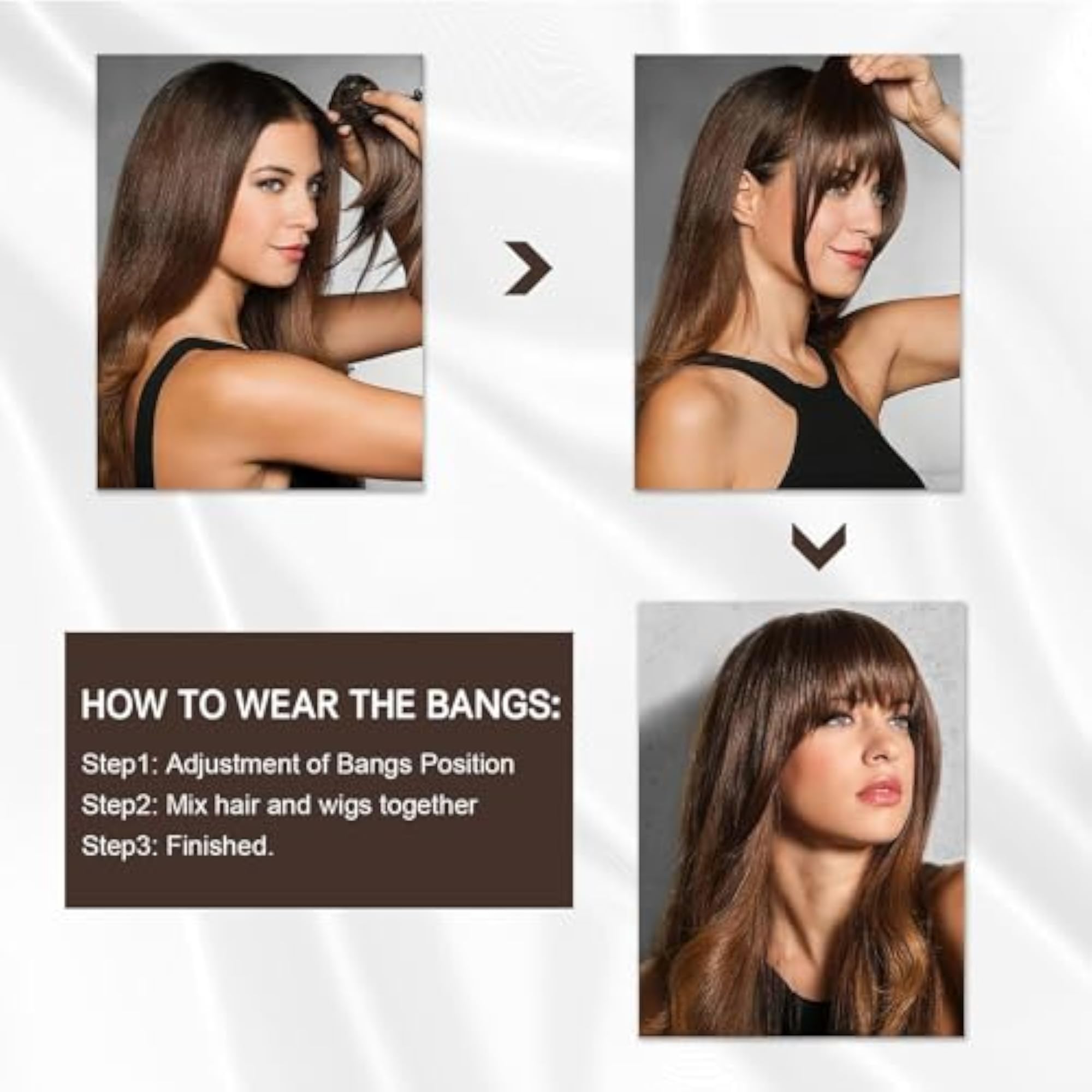 Natural Looking Thick French Bangs Fringe Hair Extensions