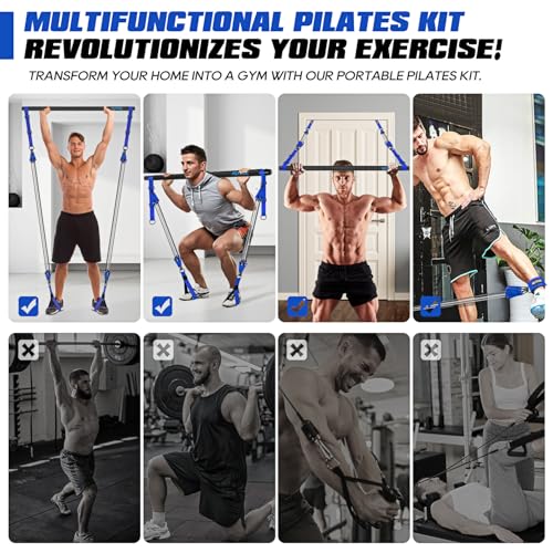 Image of KUTIZE Pilates Bar Kit with Resistance Bands, Heavy Duty Pilates Equipment for Men, Training Bands with Handles for Legs, Hip, Back, Arm, Abs, Chest, Shoulders, Portable Home Gym Workout Equipment