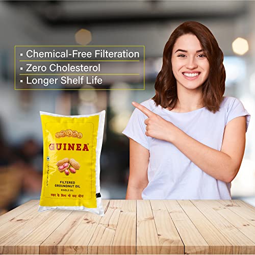 Image of Guinea Filtered Groundnut Oil - 1L Pouch Pack of 2 | Pure Peanut Oil | Healthy Moongphali Oil | Chemical-Free & Natural Cooking Oil | Ideal for Frying & Sauteing