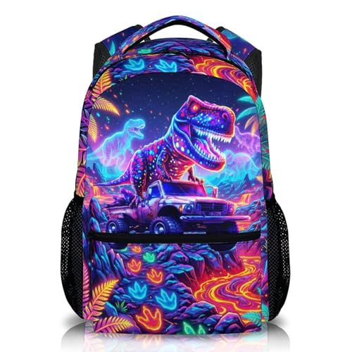 Kids Boys Backpack Dinosaur Backpacks for School Casual Travel, Cool Truck Bookbag for Kindergarten Preschool Primary