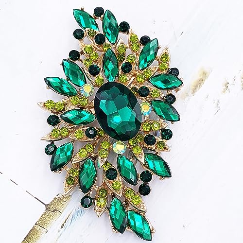 Image of SELOVO Big Large Leaf Brooches and Pins Scarf Decoration Gold Tone