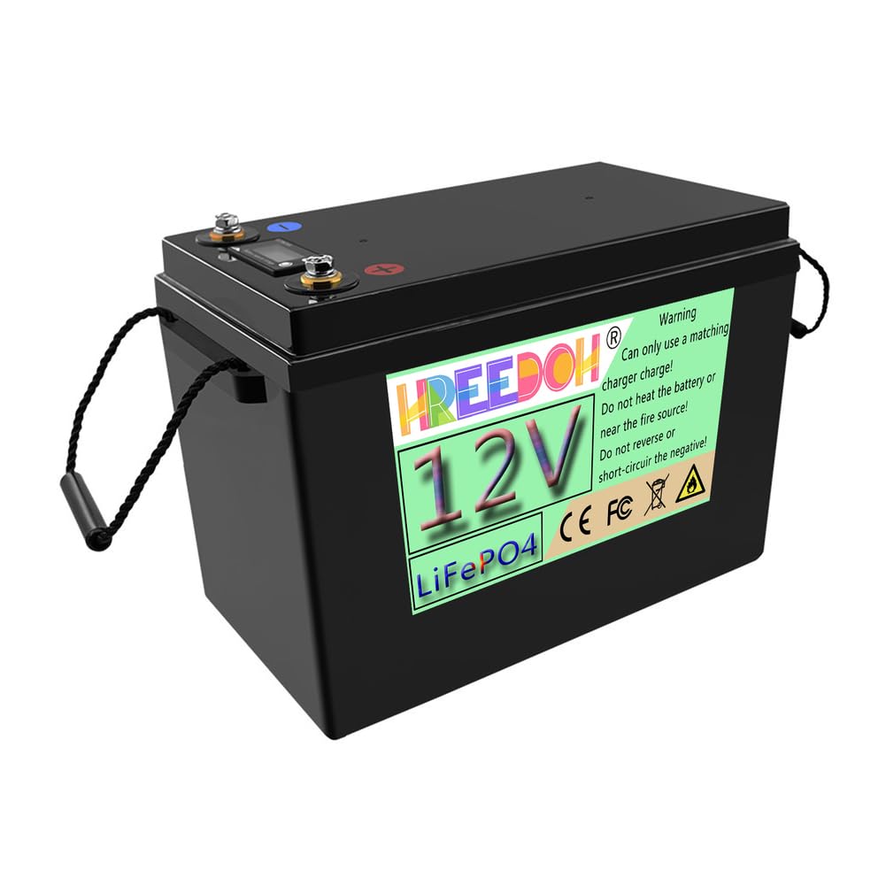 Batteria LiFePO4 12V 240Ah 300Ah Batteria di accumulo di energia | Batteria al litio ferro fosfato, con involucro in ABS, maniglia e display a cristalli liquidi.