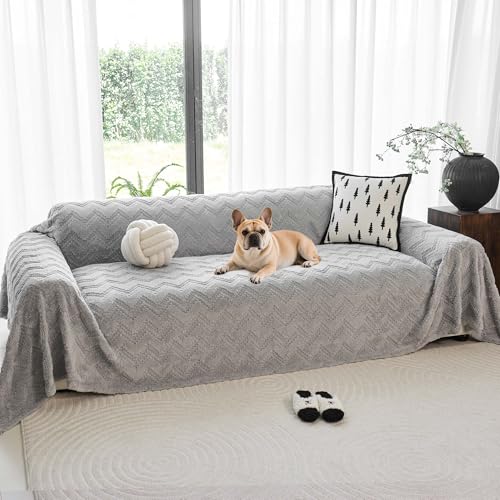 Yajue Plush Pet Couch Cover, Reversible, 71"x118", Grey