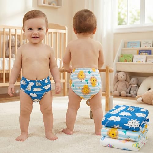Image of Bembika Baby Training Pant Soft Cotton Reusable Potty Training Pants For Kids Leak-Resistant, Padded Underwear For Babies To Support Diaper Free Transition (L Size For 18-24 Months Pack Of 3)