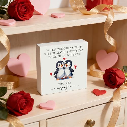 Penguin Love Wooden Sign - $6.99 with code EAXXMN95