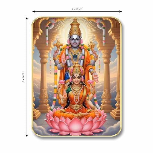 Image of SAF Divine Lakshmi Narayan Wall Art with Table Top Stand & Wall Hanging Hole | Premium MDF Religious Painting for Mandir Living Room Bedroom Office Home Decor Gift