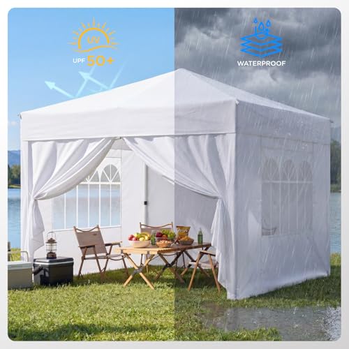 Upgraded 18% Thicker 420D Fabric Tearproof 10x10 Pop Up Canopy Tent with 4 Side Wall, 3 Steps Easy Setup, Durable Steel Truss, Outdoor Sun Shade for Events, Parties, Camping Durable Steel Truss by Harigal - Used condition - Image 6