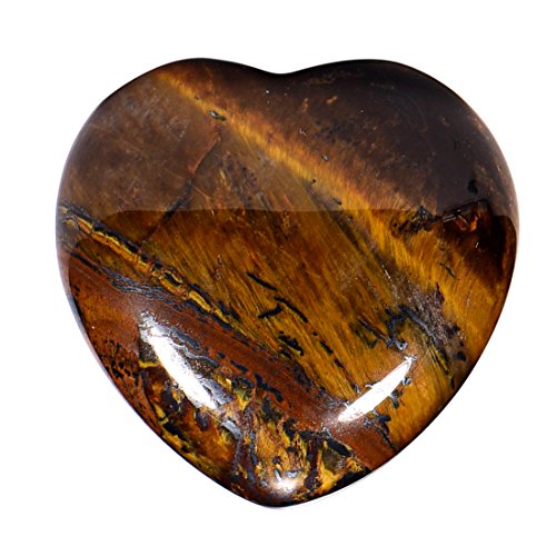 Morella Heart Gemstone Tigers Eye Angel Good Luck Charm Guardian Angel to take with You 3 cm - 1.18 inch in a Velvet Bag