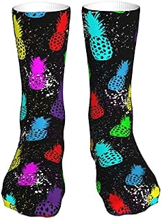 883 Compression Socks Pineapple Tie Dye Pattern Calf Socks Breathable Sports Socks Comfort Athletic Socks For Walking Trekking Jogging 40cm