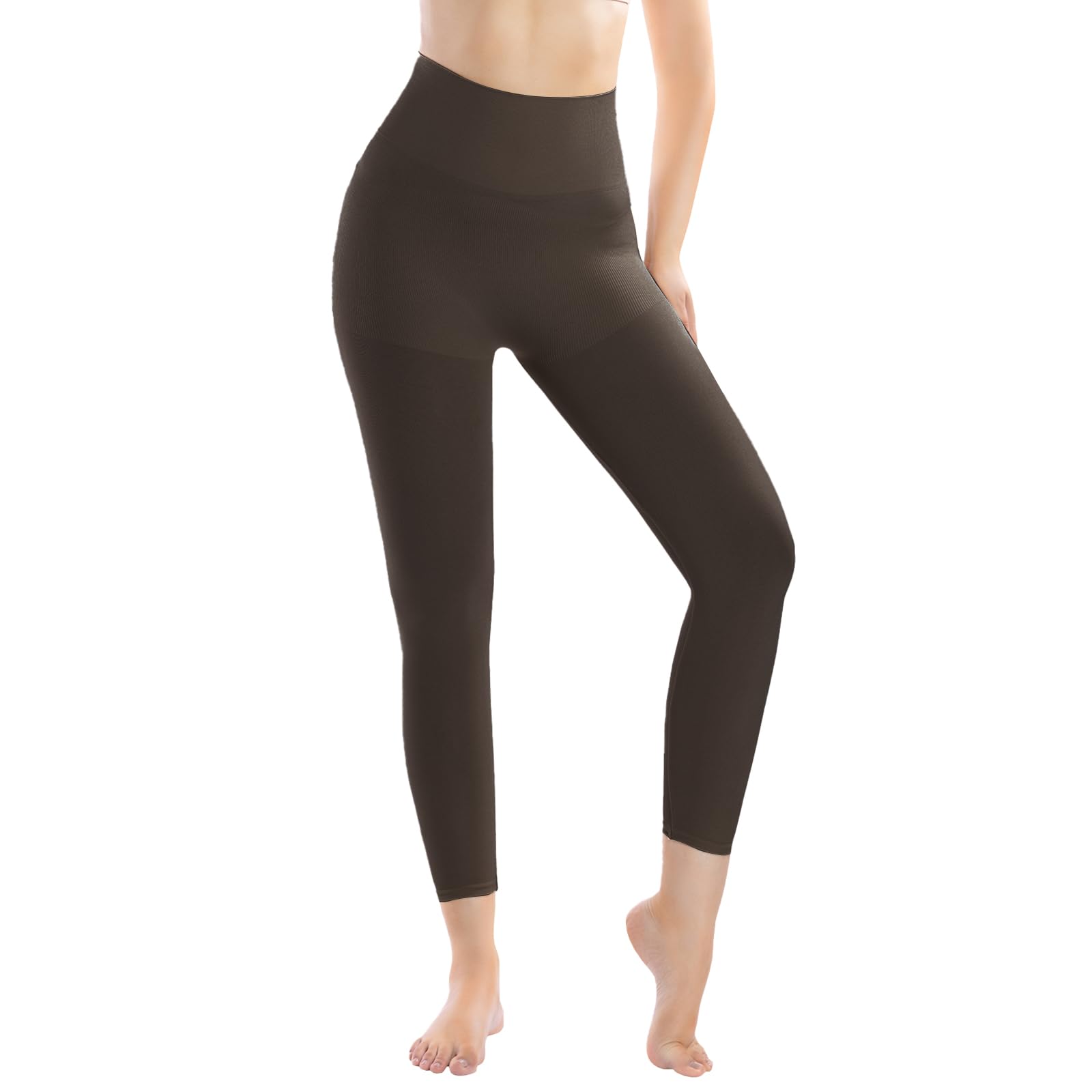 Photo 1 of +MD Shapewear for Women Tummy Control Seamless High Waisted Light Compression Footless Tights Leggings Body Shaper for HIPS and Thighs (Large,Cocoa)