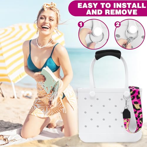 Image of Strap Wrap for Bogg Bag, Accessory for Bagg Bag, With Adjustable Shoulder Leopard Print Crossbody Strap, Black Handle Wrap Protector and Metal Buckle(Style 7)