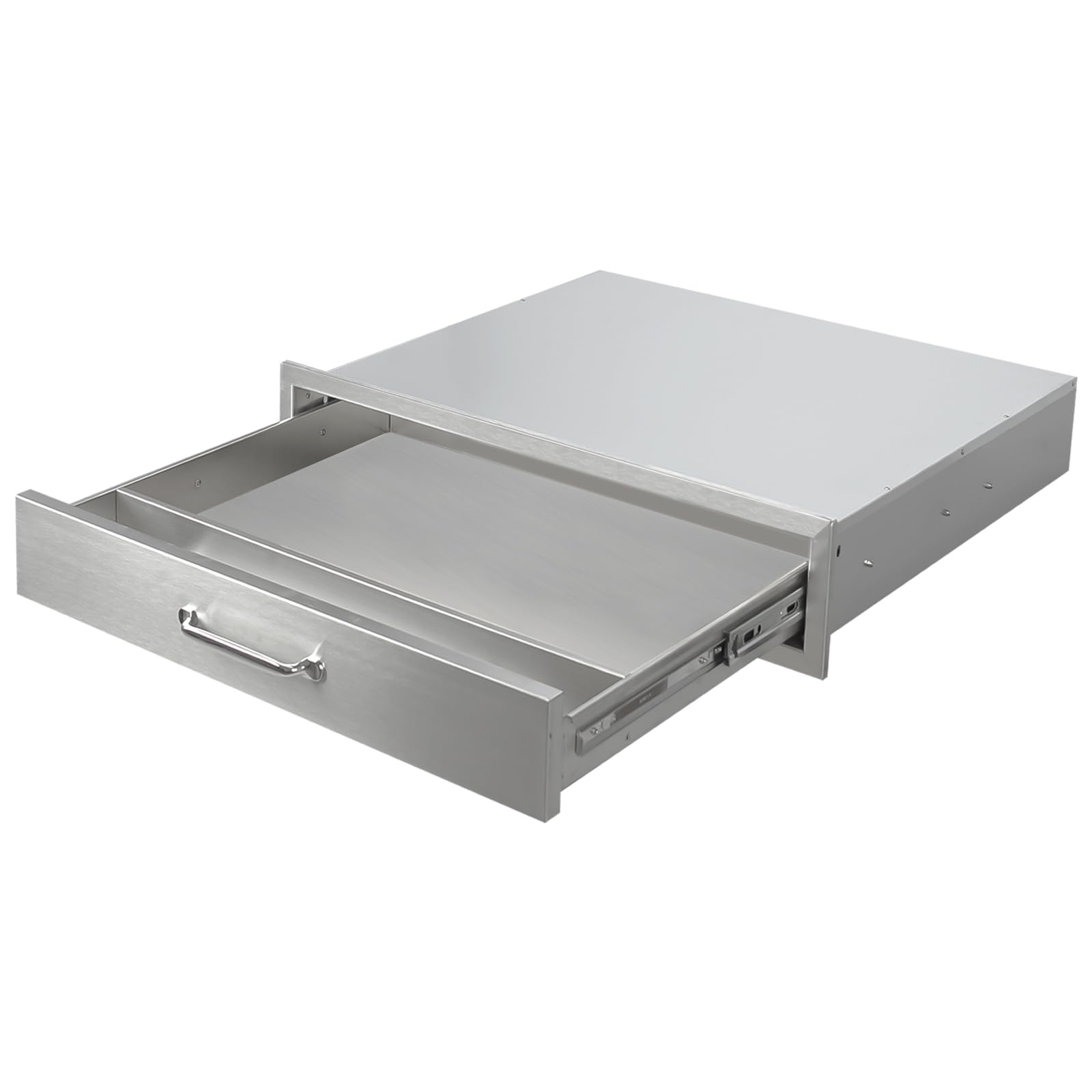 Outdoor Kitchen Drawers 30" W x 6.5" H x 23" D Stainless Steel Drawer BBQ Single Drawers with Chrome Handle for Outdoor Kitchen Island, Patio Grill Station