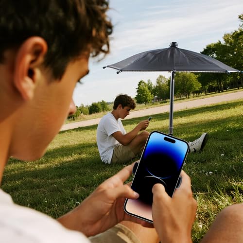 KeaJuidy Parasol para teléfono móvil, ajustable, mini sombrilla para teléfono, protección solar para viajes, playa, actividades al aire libre, diámetro 27 cm - imagen 5