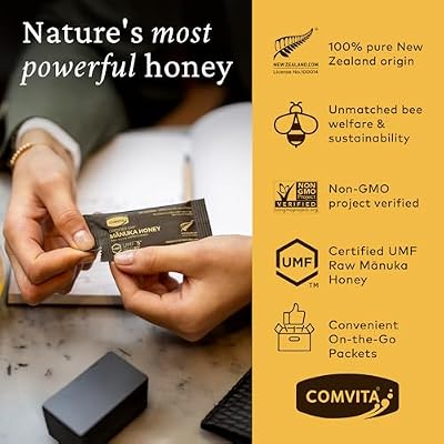 Comvita Manuka Honey Packets UMF 5+ (MGO 83+) - Raw Manuka Honey New Zealand, Single Serve Travel Size, Pure & Unpasteurized, Monofloral, Superfood for Immune Health, Add to Tea - 0.35 oz, 12 Count