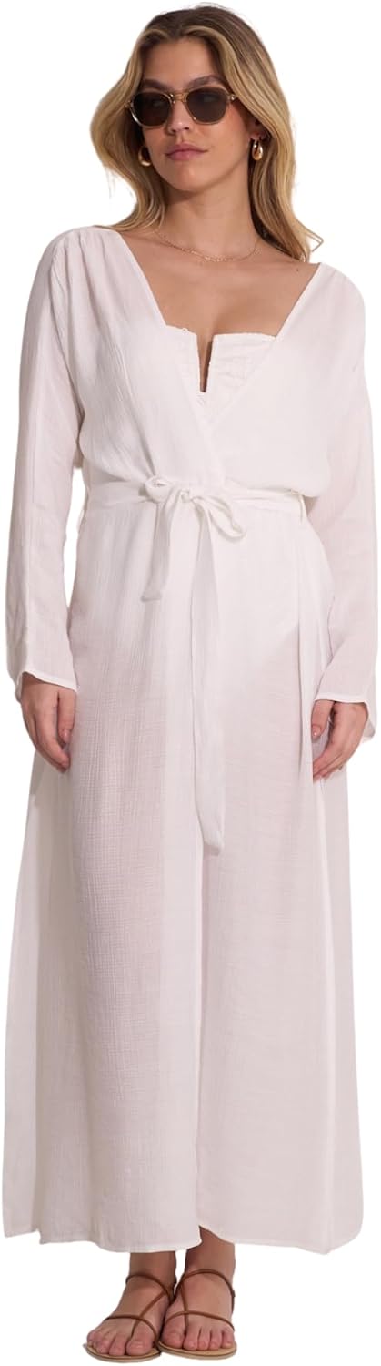 Gottex Women's Beach Life Classic Cover-Up Robe-One Size Fits Most, Long Sleeves, Midi Length with Side Slits - Image 5