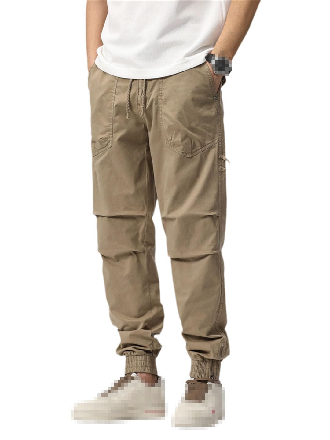 Vogrtcc Pantalones Cargo para Hombre Pantalones Casuales Ajustados Joggers Cordón Cremallera Pierna Pantalones De Trabajo