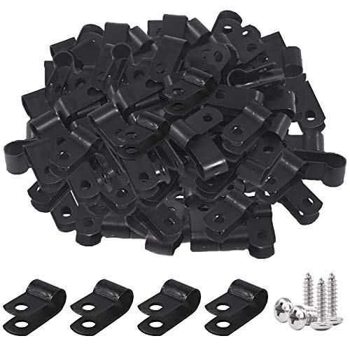 Glarks 120 clips câble nylon 1/4 po noir avec vis