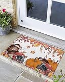 Front Door Mat Outdoor Indoor Autumn Maple Leaf Orange...