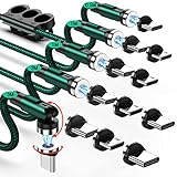 マグネット 充電ケーブル 【5本セット/0.5+1Mx2+2M+3M＆12コネクタ】 LEDライト内蔵 USBケーブル 3in1 充電器 マグネット 540°回転可能 急速充電 防塵 USBC Micro USB Phone 全機種/PlayStation対応 ダークグリーン clenye