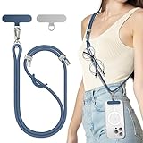 SURPHY Cuerda para Móvil, Cordón de Correa Colgante con 2 Parches Duraderos, Correas Ajustable para Cuello, Cadena Multifuncional Compatible con la Mayoría Fundas,Azul Vaquero