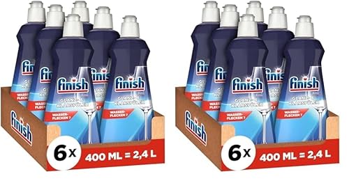 Finish Glanz- und Klarspüler – Für strahlendes und trockeneres Geschirr ohne Wasserflecken – Megapack mit 6 x 400 ml (Packung mit 2)