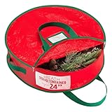 Handy Laundry Christmas Wreath Storage Bag - Durable, Tarp Material, Zipper, Sturdy Carry Handles, Pest Protection - Ideal Home, Garage Organization for Seasonal Holiday Wreath Decorations (24