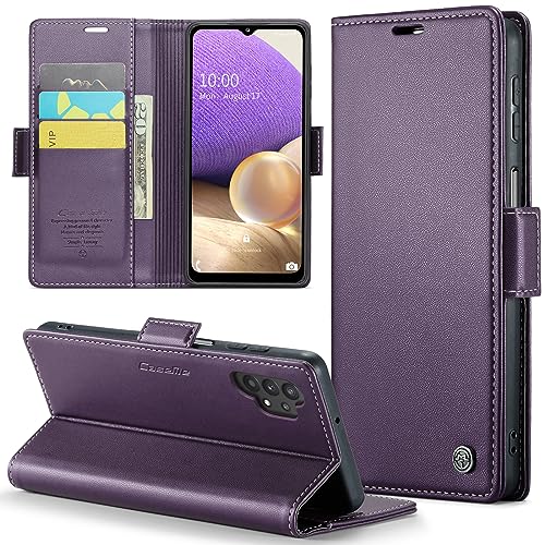 Samsung Galaxy A32 5G/M32 5G Wallet Case with [RFID Blocking] Card Holder Magnetic Kickstand,Leather Flip Protective Case Wallet for Samsung Galaxy A32 5G/M32 5G 6.5 Inch -Purple