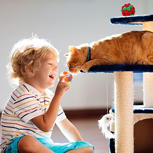 6 Pcs Cat Toy Ball,Cats Interactive Pompon Ball Toy,Cats Colorful Elastic Ball,Soft Cat Pom poms Balls Chewing Toy,Training Playing Chewing Plush Ball,Cat Toys for Indoor Cats Kitten